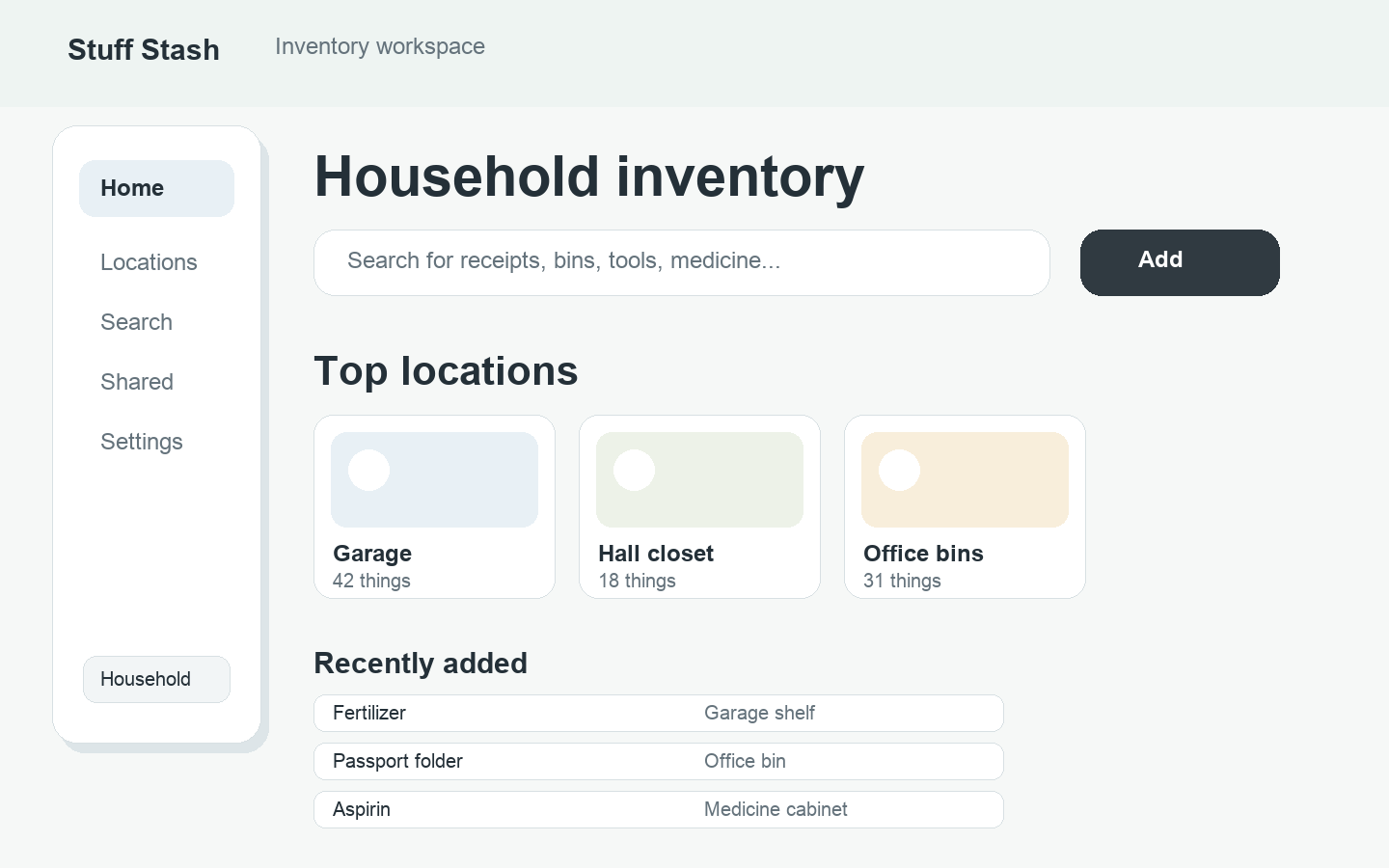 Inventory workspace preview